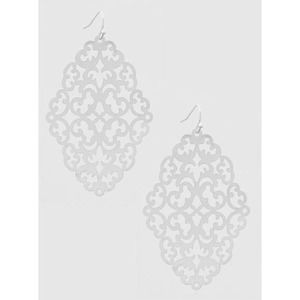 NEW Boutique Silver Filigree Ornate Teardrop Hook Earrings Lightweight